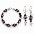 Midnight Rose — Handmade Bracelet & Earring Set