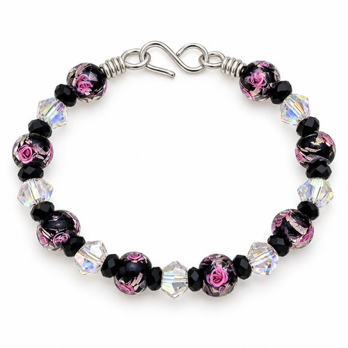 Midnight Rose — Handmade Bracelet & Earring Set